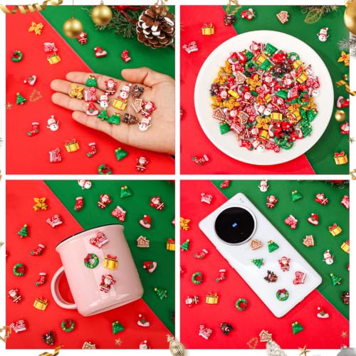 120pcs Christmas Resin Charms for Crafts Mini Slime Resin Charms Beads