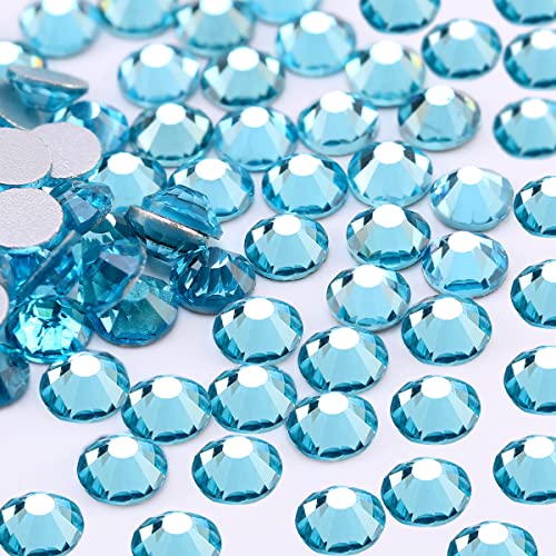 Rhinestones 1440pcs SS12 (3.0-3.2mm) Glass Flatback Crystal Aquamarine - color: Aquamarine, size: SS12/1440pcs