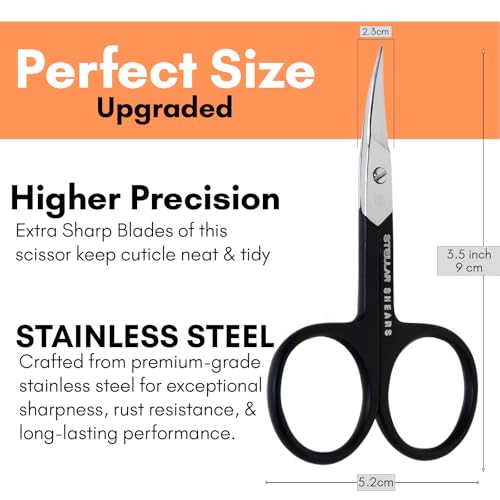 Cuticle Scissors – Extra Fine Curved Stainless Steel Blades for Precise Cuticle, Eyebrow & Nail Trimming – Professional Manicure & Pedicure Scissors for Women & Men (SS-CSB-01) - color: Ss-csb-01