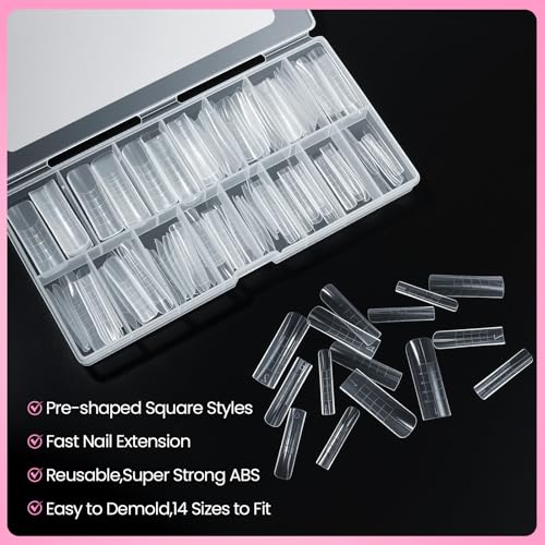 GlimightyX Natural Curve Toe Dual Forms for Polygel, 14 Sizes 140 Pcs