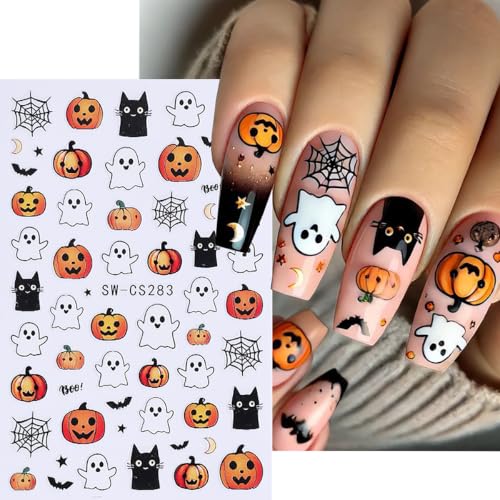 Halloween Nail Art Stickers Decals Spooky Holiday Nail Decals - color: Multicolor-01