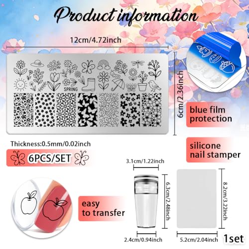 6 Sheets Nail Stamping Plate Seasonal Elements Nail Art Stamp - color: Seasonal Elements