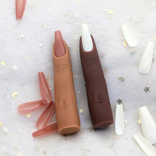Silicone Practice Fingers for Acrylic Nails, Soft Silicone Fake Finger to Practice Fake Nails Bendable Nail Training Finger Flexible Practice Nail Finger for DIY Nails(Color 4) - color: 4# Silicone Finger