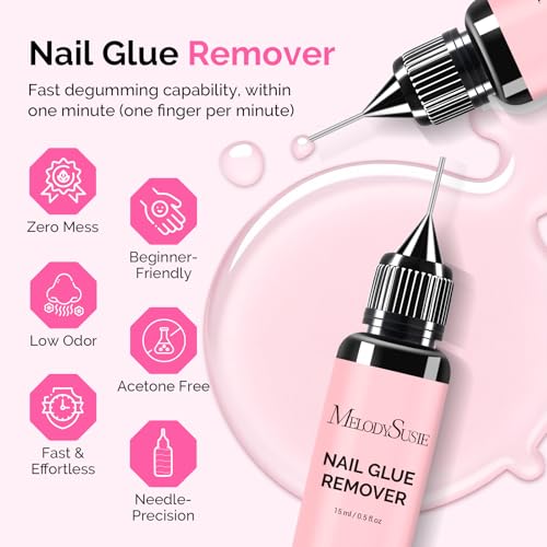 MelodySusie Acetone Free Nail Glue Remover for Press On Nails, 15ml, 2PCS - size: 1.05 Fl Oz (Pack of 1)