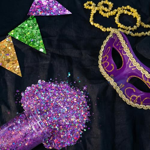 Renfio Holographic Glitter,Purple Chunky for Snowglobe Tumbler 9.7oz/275g - color: Laser Light Purple