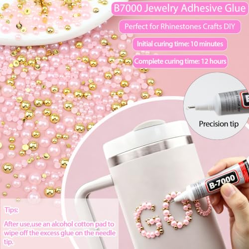 Pink Bedazzling Kit Flatback Pearls Gold Bedazzling Gems for Crafts - color: 09-Colorful