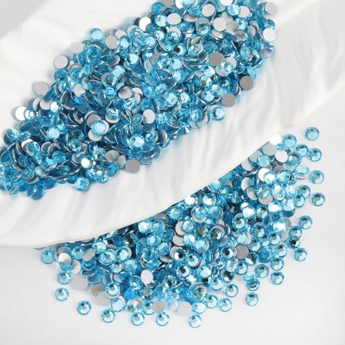 5000pcs SS6 Flatback Glass Rhinestones for DIY(Aquamarine) - color: Aquamarine, size: SS6-5000PCS