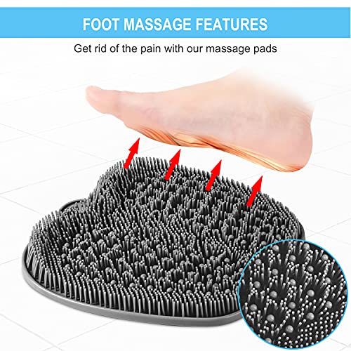 BESKAR XL Larger Shower Foot Scrubber Mat with Non-Slip Suction Cups - color: Gray