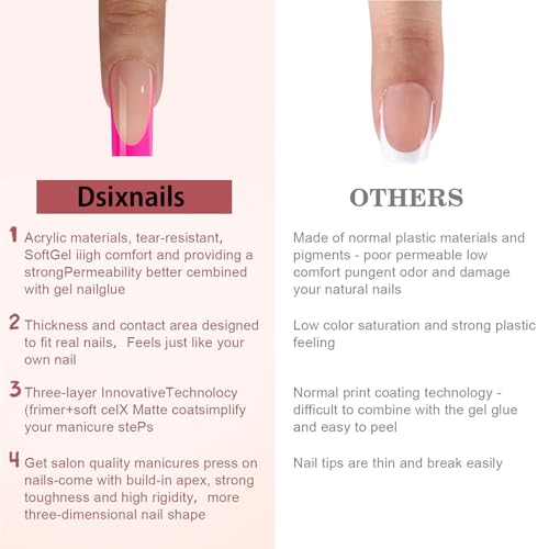 Dsixnails French Tip Press on Nails, 150Pcs Long Square Matte, 5 Colors - color: A-CF-Long 5 IN 1-1