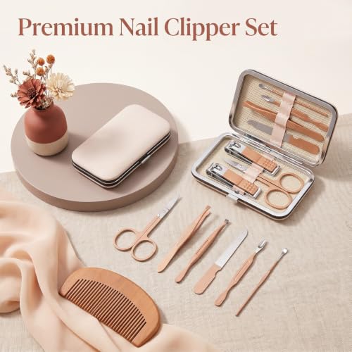 12-Pack Manicure Set, Pink Nail Clippers Kit, Pink Travel Grooming Gift