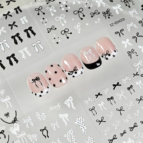 12Sheets Red & Black Bow Nail Art Stickers Christmas Bow Nail Decals - color: Style-34