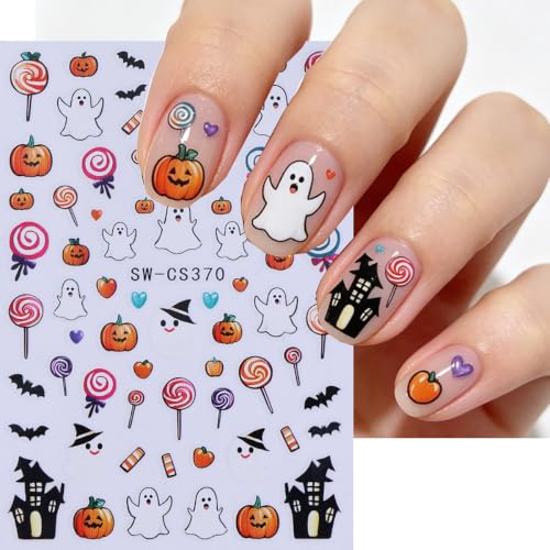 Halloween Nail Art Stickers Decals Spooky Holiday Nail Decals - color: Multicolor-01