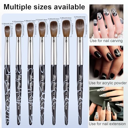 Acrylic Nail Art Brush Size 20, 100% Pure Kolinsky Hair Oval Nail Brush for Acrylic Application, Professional Nail Extension Manicure Tool Striping Nail Drawing Pen for DIY Home Salon - color: Black, size: #20