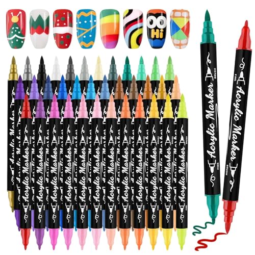 36 Colors Nail Art Pens Kalolary Double-headed Nail Polish Pens - color: 36 Color