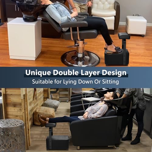 Independent Footrest for Backwash Beauty Spa Shampoo Bowl and Chair Set,Footstool for Spa Beauty, Ottoman for Shampoo Station Chair in Salon and Spa (Black) - color: Black