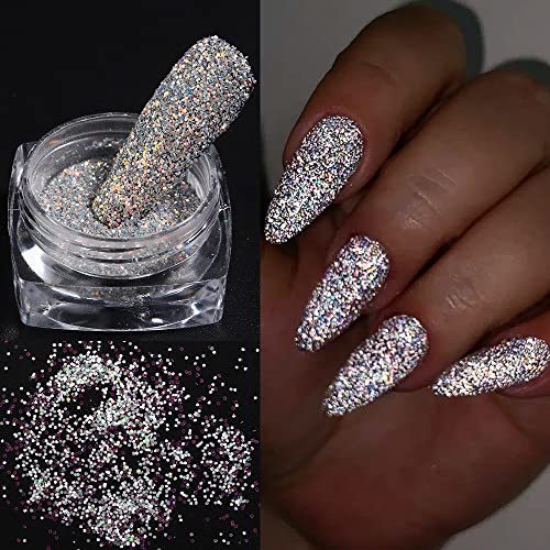 Fcozpjk Reflective Nail Powder 6 Boxes Sparkling Diamond Glitter Set - color: Holographic