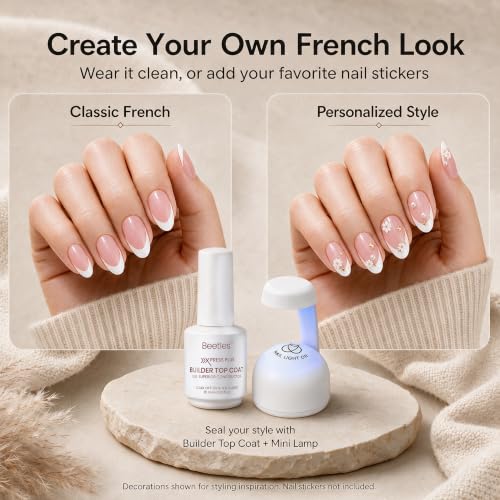 Beetles French Tip Press On Nail Kit- Short Almond 224Pcs Pink - color: B - Pink French - S