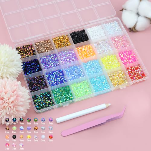 24 Colors Bedazzler Kit with Rhinestones Flatback Gems for Crafts - color: 14-Colorful
