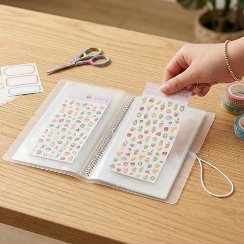 Sticker Organizer Album With 100 Clear Pockets For Sticker Sheets - size: Large(4.8" x 9.6")