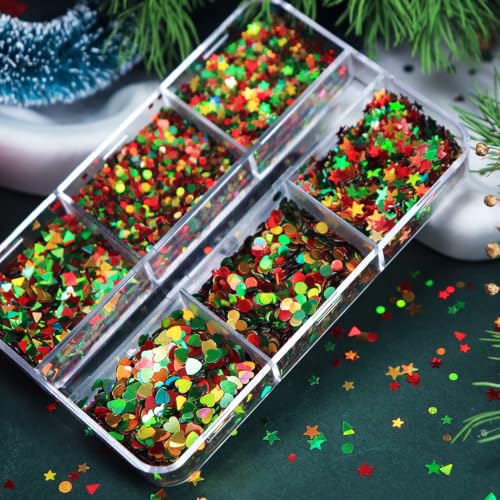 Christmas Nail Art Sequins Small Star Dots Triangle Metallic Glitter Flakes - color: Style02
