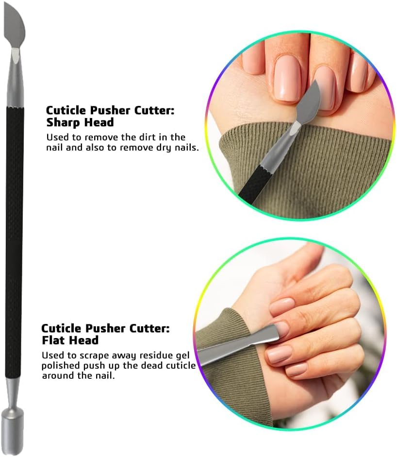 Professional Cuticle Trimmer & Nippers, Stainless Steel Nail Care Tool - color: Black