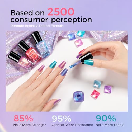 Morovan Nail Polish Set Ombre: Aurora Pearl Charm Iridescent Glitter Gift - color: Ombre