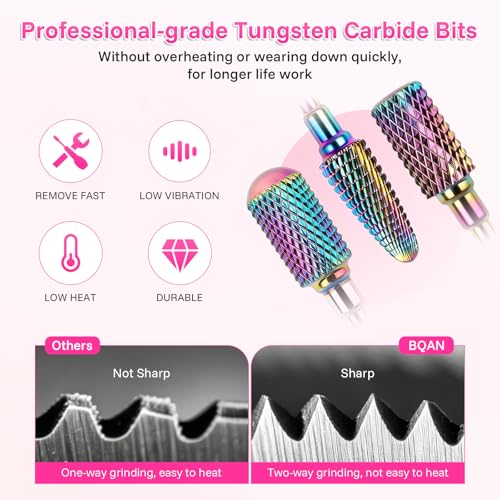BQAN Complete Nail Drill Bits Set Carbide & Diamond & Mini Sanding Bands - color: Colorful-10pcs