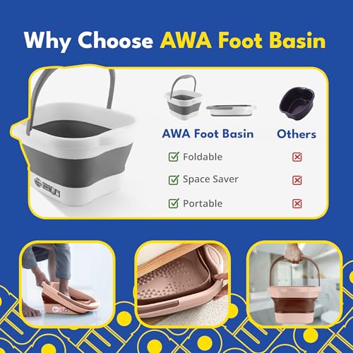 Collapsible Foot Soaking Tub, Foot Bath Soak Tub, Pedicure Spa Basin - color: White