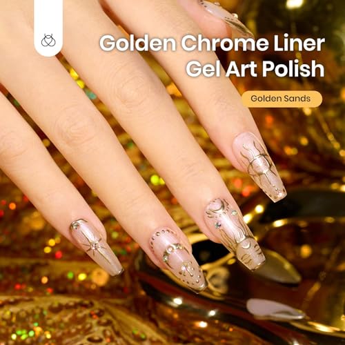 Beetles Metallic Gold Gel Liner 7ml French Tip Gel Polish 3D Mirror Effect - color: B - Gold-1