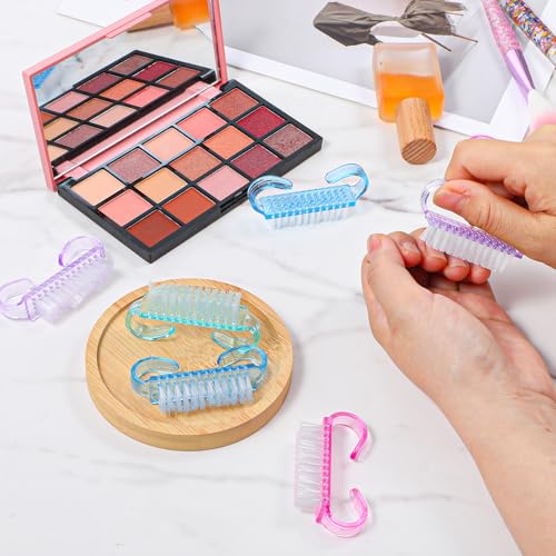 400pcs Handle Grip Nail Brush Bulk,Multicolor Nail Scrubber Brush Nail Cleaning Brush for Toes and Nails Pedicure Scrubbing Tool for Men and Women