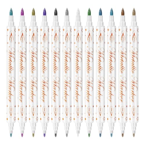 12-Pack Acrylic Nail Art Markers, Water-Based Drawing Pens, Waterproof and Quick-Drying, Suitable for Natural and Acrylic Nails, DIY Nail Art Decoration Markers - color: Double Tips（A)