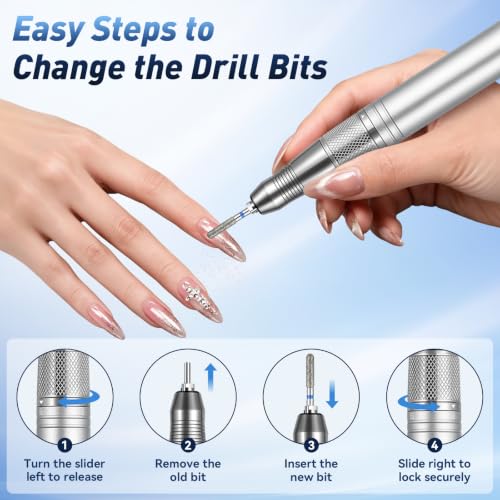 Professional Nail Drill, 40000RPM Brushless Cordless Electric Nail File