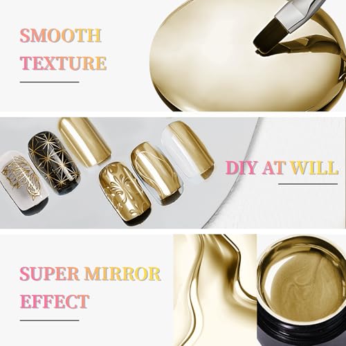 8ml Metallic Painting Nail Polish Gel,Golden Painted Nail Polish - color: Mirror Gold