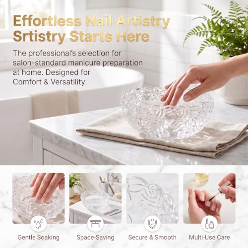 Manicure Bowl 1Pcs Glass Nail Soaking Bowl Acetone Soak Off Bowls Nail Art Remover Soak Soaker for Fingernail Toenail Caring Polish Removal, Home & Salon Use, Transparent