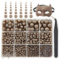 qiipii 2mm-10mm Dark Brown Flatback Half Round Pearls Gems Nail Charms Kit - color: Brown, size: Solid Color Half Pearls