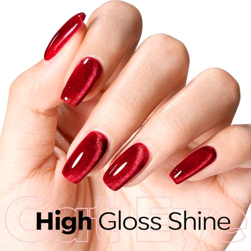 modelones Red Cat Eye Gel Polish Burgundy Red Gel Polish - color: A1-Red Cat eye
