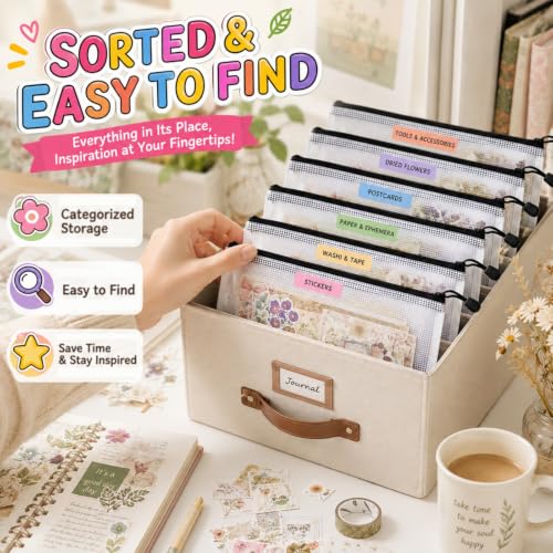 12 Pcs Sticker Storage Organizer Clear Zipper Pouches (11.4×8 Inches) - size: 11.4x8inch