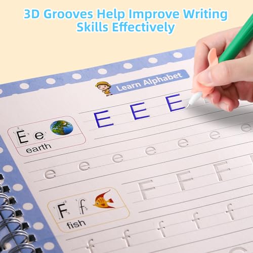 LUCKFUTURE Grooved Magic Copybook, Reusable Handwriting Practice - size: 5 Count (Pack of 1)