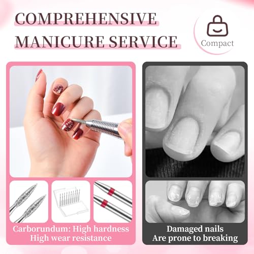 10PCS Flame Nail Drill Bits, 3/32'' Diamond Cuticle Bit for Electric Nail File Machine, Carbide Flame Bit for Cuticle Removal Dead Skin Callus, Manicure Pedicure Kit with Storage Case (Coarse Grit‌) - color: Blue