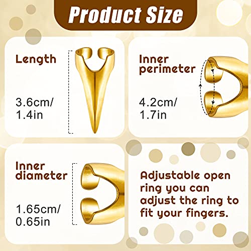 Hicarer 10 Pcs Adjustable Finger Claw Hair Parting Braid Ring Halloween Cos - color: Gold