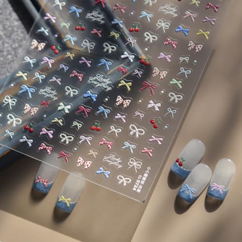Bow Nail Art Stickers Decals 5D Self-Adhesive DIY Manicure Supplies 1PCS - color: Multicolor-010