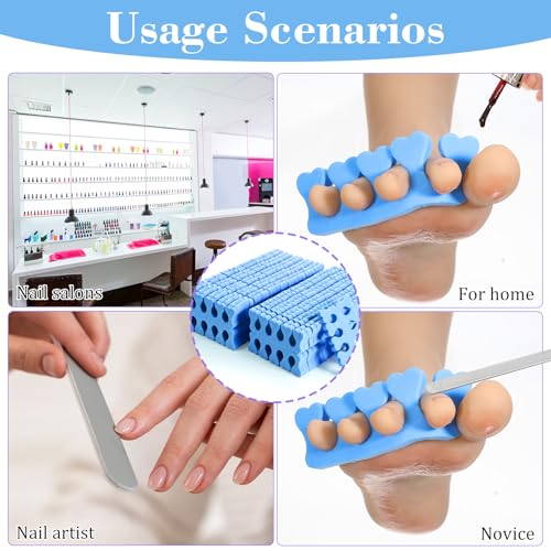 100 Pcs Sponge Toe Separators Soft Finger Separators Premium Pedicure Tool Kit Flexible Toe Divider Spacer for Polishing Pedicure Manicure Coating Nail Art Beauty Accessories (blue) - color: blue