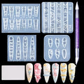 Laza 4pcs Cream Chain Silicone Nail Art Molds Multiple Rabbit Nail Molds - color: Cream Chain