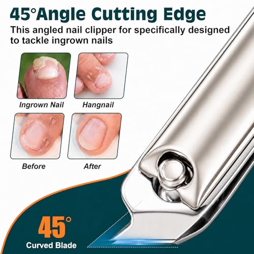 Nail Clippers Set, Fingernail and Toenail Clipper Cutters Trimmers Kit - color: 3Pack - Satin Silver