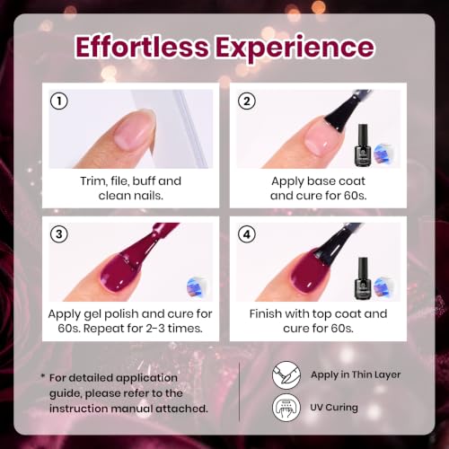 Beetles Midnight Burgundy Gel Nail Polish, 15ML Dark Red Gel Polish - color: C - Red | Midnight Burgundy