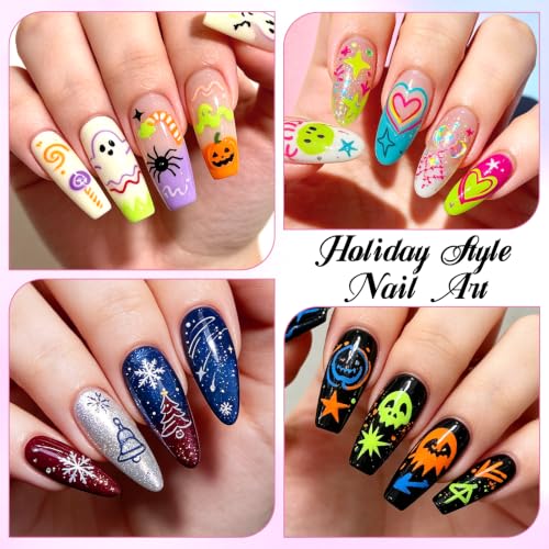 12 Colors Nail Art Pens Set, TOROKOM Nail Art Markers 3D Nail Polish Pens - color: 12 Color-C