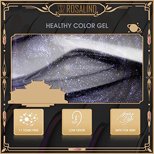 ROSALIND 6 Colors Cat Eye Gel Nail Polish, Magentic Gel Polish with Magnet - color: 9D Cat Eye