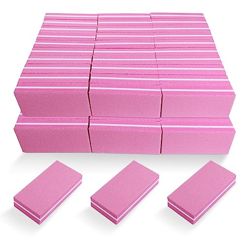 Nail Buffers (60 Pack), Buffer Block Nail File for Acrylic Nails and Natural Nails, 100/180 Grit Small Nail Buffer Block Bulk Buffing Blocks for Nail Buff Professional Manicure File Blocks Set Pink - size: 60 Pcs Buffer Blocks Pink