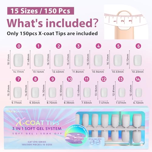 BTArtboxnails Press On Nails, Short Square White Fake Nails, 150Pcs - color: Frozen Cat Eye - Short Square