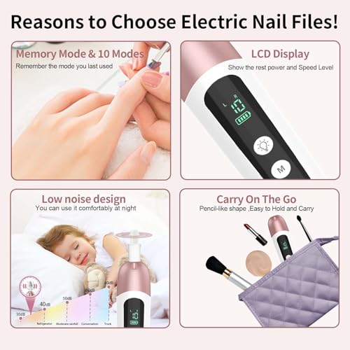 Hoxida Manicure Pedicure Kit, 9 Drill Bits Electric Nail File Set